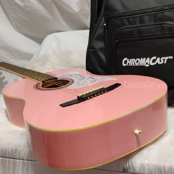 SALE! Johnson JG 100 Pink Acoustic Guitar W Case - Picture 12 of 12